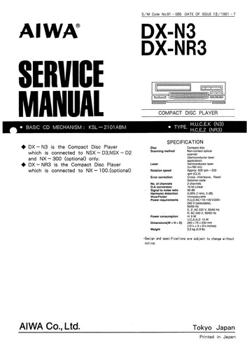 Service manuel instructions - manuel, d'instructions