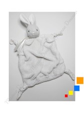 Doudou Plat Lapin Blanc Gris Plume Attache Tétine Tendres Et Douces - Kaloo 2016