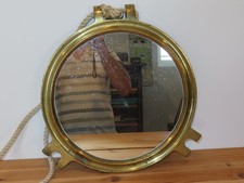 Miroir rond ancien Hublot Marine en Bronze