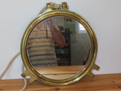 Miroir rond ancien hublot - miroir,