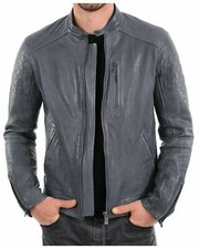 Blouson de motard gris