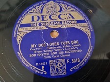Shellac, 10", 78 RPM.  Bob Snyder & orchestra- My Dog Loves Your Dog / Nasty Man