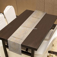 Chemin de table bohème jacquard brocart gris éléphant longue table basse