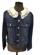 Superbe Veste Jeans Col Dentelle Maje 38 Jamais Porté 