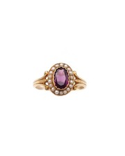 Bague marguerite grenat en or
