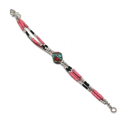Bracelet onyx turquoise corail