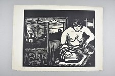 Linogravure XXe - A Antibes -