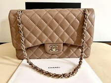 Sac Chanel Timeless Jumbo en cuir taupe rose