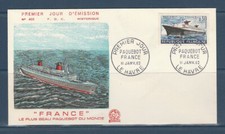 enveloppe 1er jour  le paquebot France 76 le Havre 11 janvier   1962