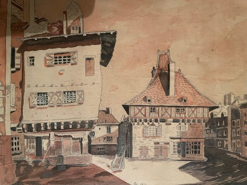 Dessin aquarelle lavis vue - aquarelle,
