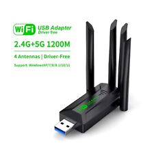 Clé Wifi USB 3 Wireless Adaptateur 1200Mbps Dongle 2.4/5GHz Double Bande Antenne