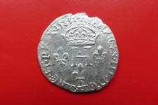FRANCE - HENRI III Double Sol Parisis 1583 LYON (monnaie nettoyée)