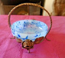 corbeille coupe  FER FORGE et  PATE DE VERRE  époque ART DECO  xx eme