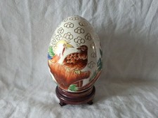 Ancien Gros Oeuf porcelaine émaillée chinoise Décor Faisans HT Oeuf 10 cm 0kg209