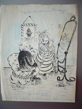 2 DESSINS ORIGINAUX CARICATURE SIGNES GIM 1920
