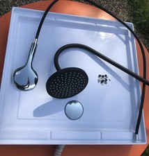 Cabine de douche inégrale 70x70 fond en verre trempé blanc structure noir mat