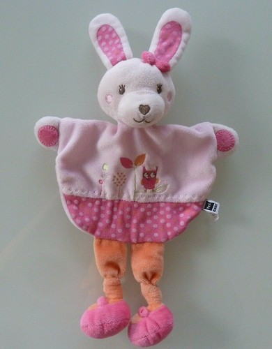 Doudou plat tex lapin - tex, rose