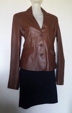 DEVERNOIS VESTE FEMME EN CUIR D'AGNEAU VÉRITABLE FR38-EU36- UK S MARRON 395EUR