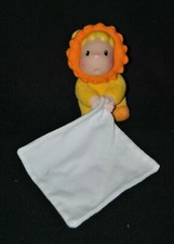 Peluche doudou poupée lion SMOBY COTOONS jaune orange mouchoir blanc 14 cm TTBE