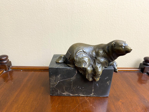 Sculpture ours bronze sur - sculpture, en