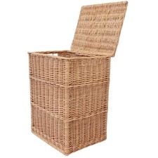 Panier en osier pour le linge, jouets avec couvercle à charnière, grand panier 