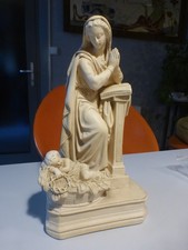 Ancienne Sculpture Vierge à l'Enfant plâtre vernissé hauteur 27 cm