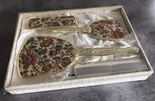 Ensemble Vintage COFFRET Nécessaire De COIFFURE, Miroir, Brosses, Peigne 