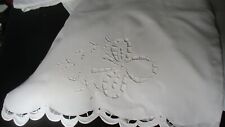 Beautiful Vintage French Pillowcase Pillowsham. Richelieu Embroidery. 