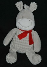 ? Doudou Zèbre Cheval Ane Gris NICOTOY Poney Echarpe Rouge Peluche 33 Cm