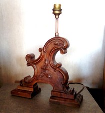pied lampe art deco nouveau bois sculpté ht 32cm