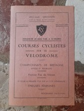 Rare Programme Courses Cyclistes Vélodrome Saint Servan Bretagne 1948 Vélo
