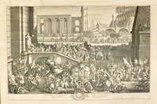 GRAVURE 'L'entrée d'Alexandre dans Babylone' Nicolas Cochin & Pierre Jean XVIIIe