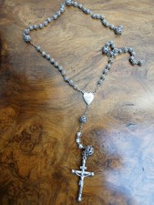 Ancien chapelet Croix Reliquaire plaqué argent  XXème Cross Rosary
