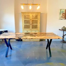 Table basse de salle à manger en résine époxy pigmentée translucide décoratio...