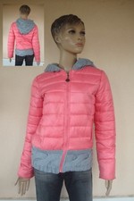 DOUDOUNE ROSE ET  GRISE A CAPUCHE GRISE ET FOURRURE NEUVE T 38/40