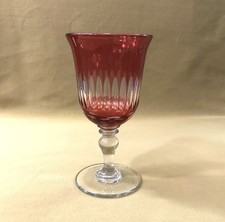 ancien grand verre taillé et doublé ROUGE 18 cm XIX 19ème Couleur Coloré Calice
