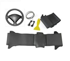 Couvre Volant Sur Mesure Dans Cuir Noir Lisse + Perforé Pour Peugeot 307 01-09