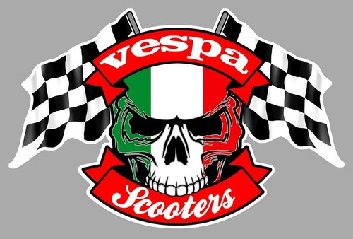 Vespa scooters skull flags - vespa,