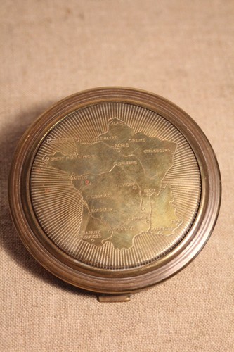Ancien rare poudrier rond - ancien,