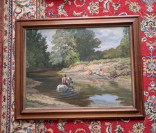 HST ÉCOLE RUSSE IMPRESSIONNISTE SCENE ANIME -HOMMES CHEVAL