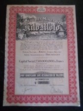 AUTHENTIQUE ANCIENNE ACTION - SOCIETE DES MINES D'OR DE KILO-MOTO.