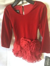 Isobella and Chloe Girls Red Velour And Ruffles Party Dress Size 18M-New