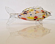Murano - Poisson en verre soufflé multicolore - décor à la bougie - L. 27,5 cm
