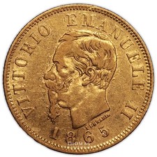 Italie Victor Emmanuel II - 10 Lire or 1865 Turin - Trésor Lusignan