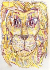 Tableau Peinture lion fauve