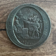 pièce de monnaie N309 Rare Constitution Monneron 5 Sols Serment an IV 1792