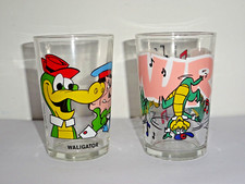 Lot de 2 Verres à moutarde vintage Amora - Waligator Walygator Hanna Barbera