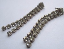 boucles oreilles percées pampille solitaire cristaux diamant bijou vintage 2064