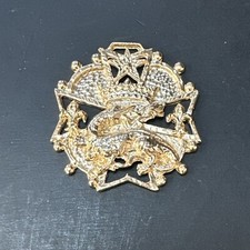 Ancien Pendentif Médaille Plaquer Or Médaille Croix Salamandre Couronnée