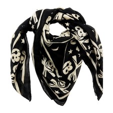 Echarpe en coton crânes de pirate os étoiles noir blanc tissu carré